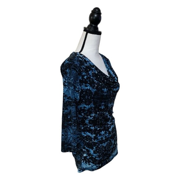 Style & Co Blue Night Sky Cowl Neck Top-Small - Picture 3 of 9